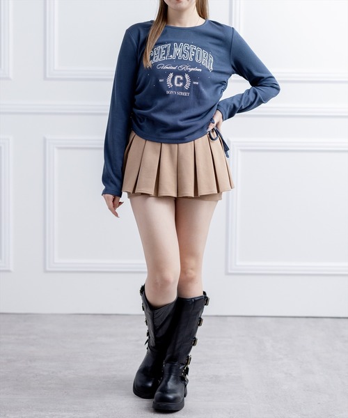 clear（クリア）の「ラインストーン付きカレッジロゴプリントリブカットソー［大人 カジュアル 着回し力抜群］（Tシャツ/カットソー・レディース・アイボリー/グレー/ネイビー・F）」の5枚目の写真