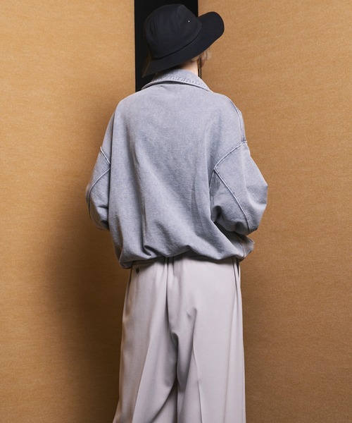 MAISON SPECIAL(メゾンスペシャル)の「《UNISEX》Fade Half Lace-up Prime-Over Collared Sweatshirt/フェードハーフレースアッププライムオーバー襟付きスウェット【MAISON SPECIAL/メゾンスペシャル】(スウェット・メンズ・ネイビー/ライトグレー/ブラック・0/2/1)」の8枚目の写真