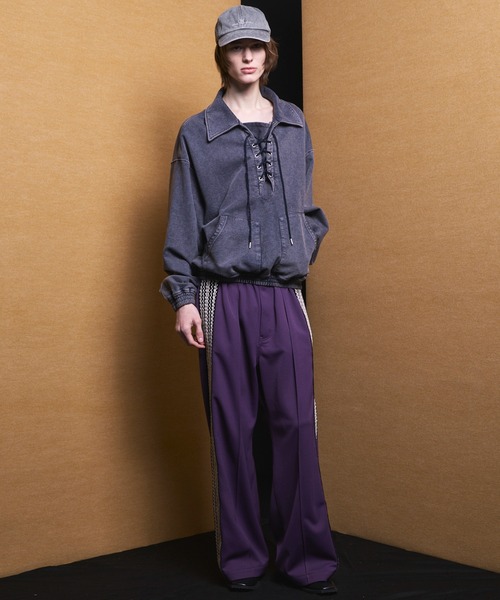 MAISON SPECIAL(メゾンスペシャル)の「《UNISEX》Fade Half Lace-up Prime-Over Collared Sweatshirt/フェードハーフレースアッププライムオーバー襟付きスウェット【MAISON SPECIAL/メゾンスペシャル】(スウェット・メンズ・ネイビー/ライトグレー/ブラック・0/2/1)」の5枚目の写真
