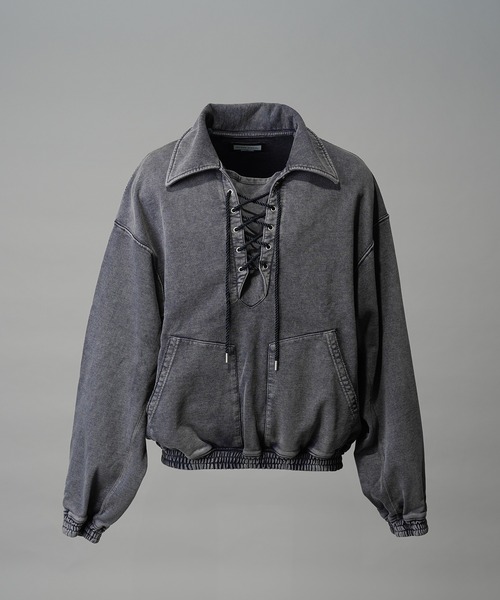 MAISON SPECIAL(メゾンスペシャル)の「《UNISEX》Fade Half Lace-up Prime-Over Collared Sweatshirt/フェードハーフレースアッププライムオーバー襟付きスウェット【MAISON SPECIAL/メゾンスペシャル】(スウェット・メンズ・ネイビー/ライトグレー/ブラック・0/2/1)」の16枚目の写真