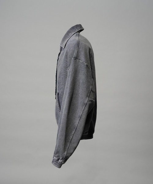UNISEX》Fade Half Lace-up Prime-Over Collared Sweatshirt/フェード