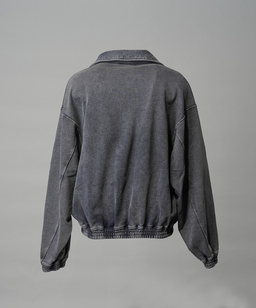 UNISEX》Fade Half Lace-up Prime-Over Collared Sweatshirt/フェード