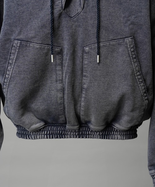 UNISEX》Fade Half Lace-up Prime-Over Collared Sweatshirt/フェード