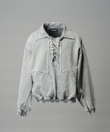 MAISON SPECIAL（メゾンスペシャル）の「《UNISEX》Fade Half Lace-up Prime-Over Collared Sweatshirt/フェードハーフレースアッププライムオーバー襟付きスウェット【MAISON SPECIAL/メゾンスペシャル】（スウェット）」