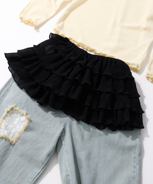 CIAOPANIC TYPY（チャオパニックティピー）の「【KIDS】《新色追加》ふんわりレイヤードティアードミニスカート（スカート・キッズ・ホワイト/ピンク/ブラック・ONE SIZE）」の16枚目の写真
