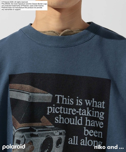 niko and...（ニコアンド）の「【Polaroid(ポラロイド)】プリントプルオーバー（Tシャツ/カットソー・メンズ・ライトグレー/オフホワイト/ブルー・MEDIUM/LARGE）」の8枚目の写真