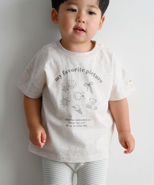 PUPPAPUPO(プッパプーポ)の「【接触冷感】 半袖 Tシャツ(Tシャツ/カットソー・キッズ・グレイッシュベージュ/アイボリー/オートミール/イエロー/ホワイト・110/100/90/80)」の3枚目の写真