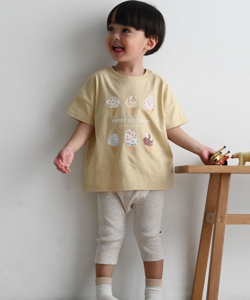 PUPPAPUPO(プッパプーポ)の「【接触冷感】 半袖 Tシャツ(Tシャツ/カットソー・キッズ・グレイッシュベージュ/アイボリー/オートミール/イエロー/ホワイト・110/100/90/80)」の6枚目の写真