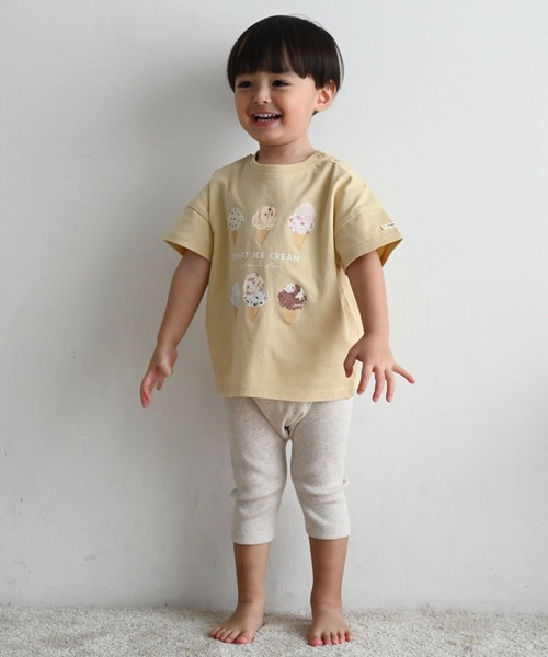 PUPPAPUPO(プッパプーポ)の「【接触冷感】 半袖 Tシャツ(Tシャツ/カットソー・キッズ・グレイッシュベージュ/アイボリー/オートミール/イエロー/ホワイト・110/100/90/80)」の7枚目の写真