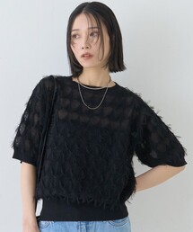 ドットシアーフリンジニット
