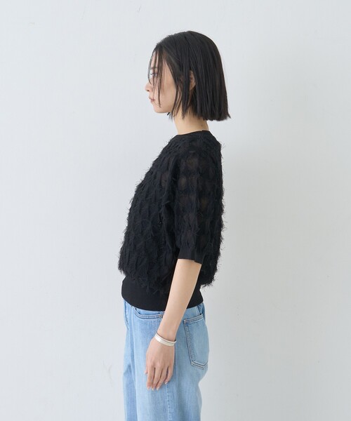 Rouge vif Anna（ルージュヴィフアンナ）の「ドットシアーフリンジニット（ニット/セーター・レディース・オフホワイト/ブラック/モスグリーン・フリー）」の10枚目の写真