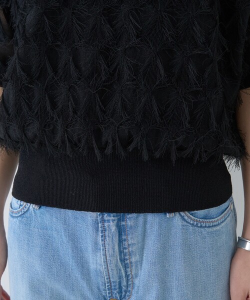 Rouge vif Anna（ルージュヴィフアンナ）の「ドットシアーフリンジニット（ニット/セーター・レディース・オフホワイト/ブラック/モスグリーン・フリー）」の13枚目の写真