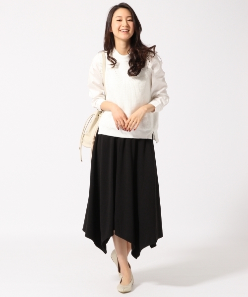 GLOBAL WORK(グローバルワーク)の「スソアシメロングスカート/708542(スカート・レディース・ネイビー/ブラック/グレー・MEDIUM/LARGE)」の4枚目の写真