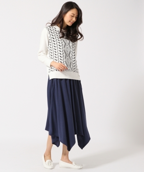 GLOBAL WORK(グローバルワーク)の「スソアシメロングスカート/708542(スカート・レディース・ネイビー/ブラック/グレー・MEDIUM/LARGE)」の6枚目の写真