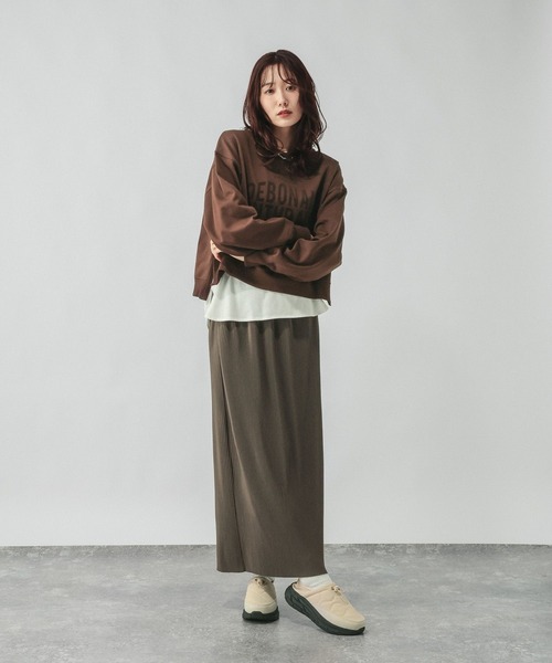 GLOBAL WORK（グローバルワーク）の「セルフカットプリーツナロースカート/638731（スカート・レディース・ライトベージュ/グレー系その他/ブラック/ダークブラウン・REGULAR/SHORT）」の9枚目の写真