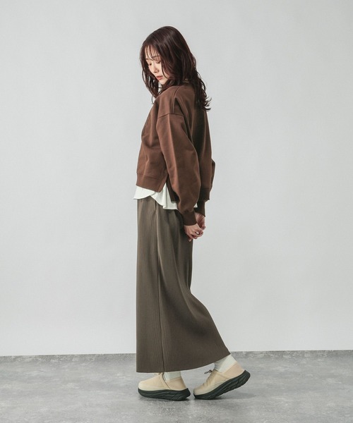 GLOBAL WORK（グローバルワーク）の「セルフカットプリーツナロースカート/638731（スカート・レディース・ライトベージュ/グレー系その他/ブラック/ダークブラウン・REGULAR/SHORT）」の10枚目の写真