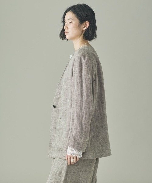 Curensology（カレンソロジー）の「Curensology(カレンソロジー)/＜C.S.G＞ダブルリネンジャケット（テーラードジャケット・レディース・ベージュ・FREE）」の3枚目の写真
