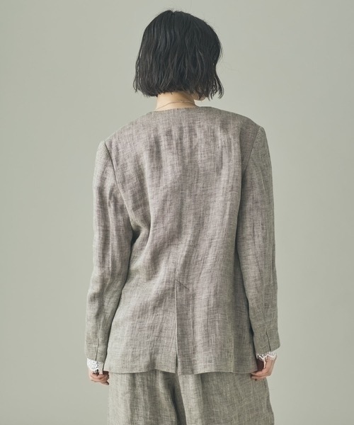 Curensology（カレンソロジー）の「Curensology(カレンソロジー)/＜C.S.G＞ダブルリネンジャケット（テーラードジャケット・レディース・ベージュ・FREE）」の4枚目の写真