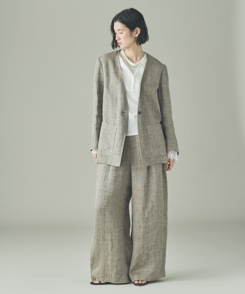 Curensology（カレンソロジー）の「Curensology(カレンソロジー)/＜C.S.G＞ダブルリネンジャケット（テーラードジャケット・レディース・ベージュ・FREE）」の5枚目の写真