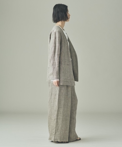 Curensology（カレンソロジー）の「Curensology(カレンソロジー)/＜C.S.G＞ダブルリネンジャケット（テーラードジャケット・レディース・ベージュ・FREE）」の6枚目の写真