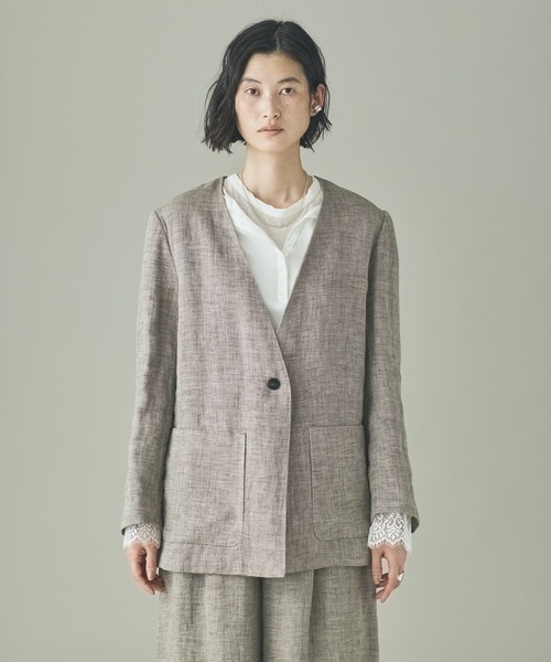 Curensology（カレンソロジー）の「Curensology(カレンソロジー)/＜C.S.G＞ダブルリネンジャケット（テーラードジャケット・レディース・ベージュ・FREE）」の8枚目の写真