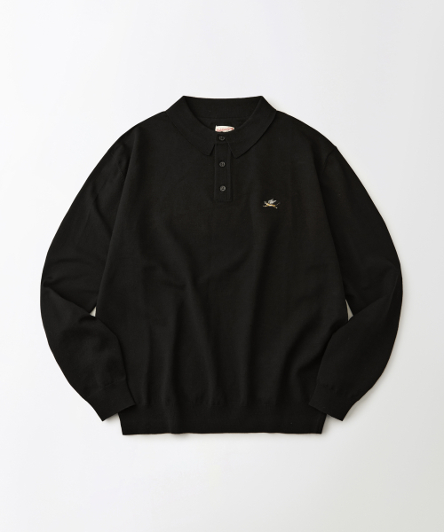 MIGHTY TIGER KNIT COLLAR SHIRT — вязаная рубашка с воротником, чёрная