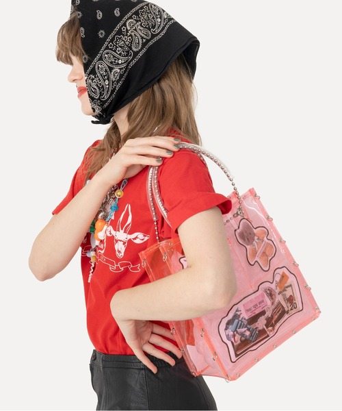 HEY!MrsROSE(ヘイミセスローズ)の「HEY! Mrs ROSE(ヘイ!ミセスローズ)Pockets BAG(トートバッグ・レディース・ピンク/クリア・FREE)」の8枚目の写真