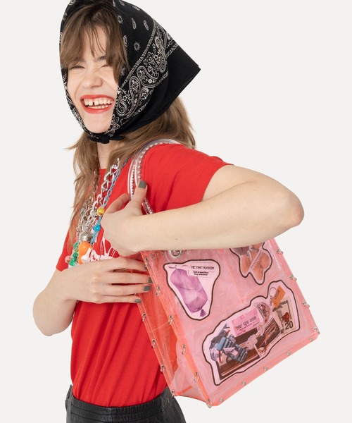 HEY!MrsROSE(ヘイミセスローズ)の「HEY! Mrs ROSE(ヘイ!ミセスローズ)Pockets BAG(トートバッグ・レディース・ピンク/クリア・FREE)」の9枚目の写真