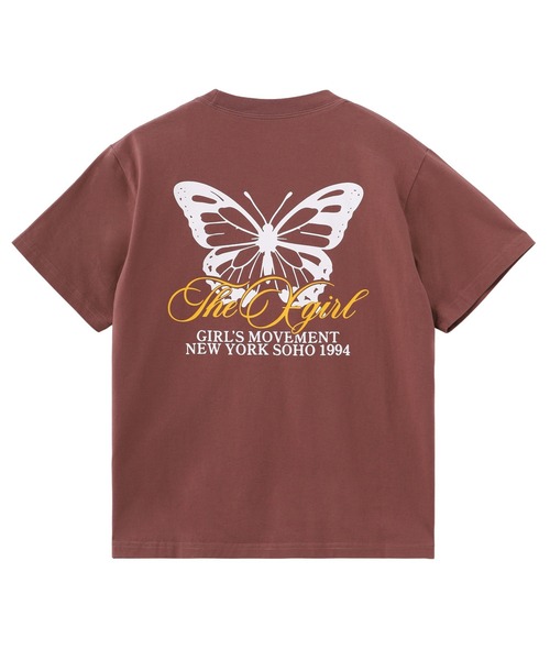 X-girl（エックスガール）の「BUTTERFLY AND LOGO S/S TEE（Tシャツ/カットソー・レディース・ブラック/ホワイト/ブラウン・S/M/L）」の6枚目の写真