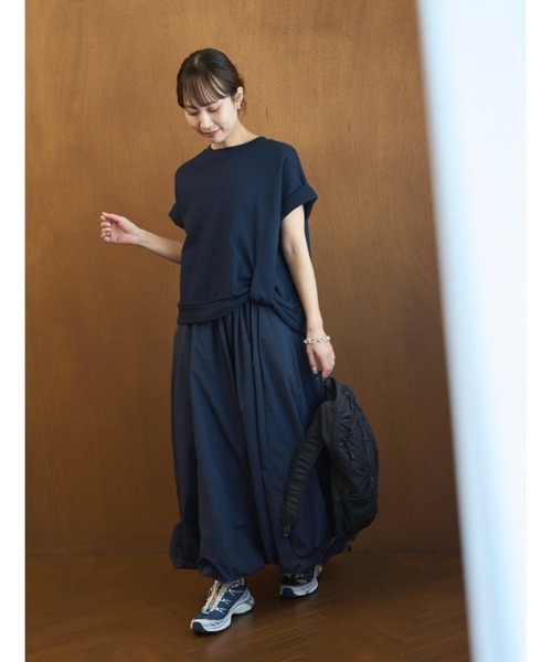emmi アームバルーンプルオーバー エミ eco 裏毛プルオーバー×撥水バルーンスカートセット emmi