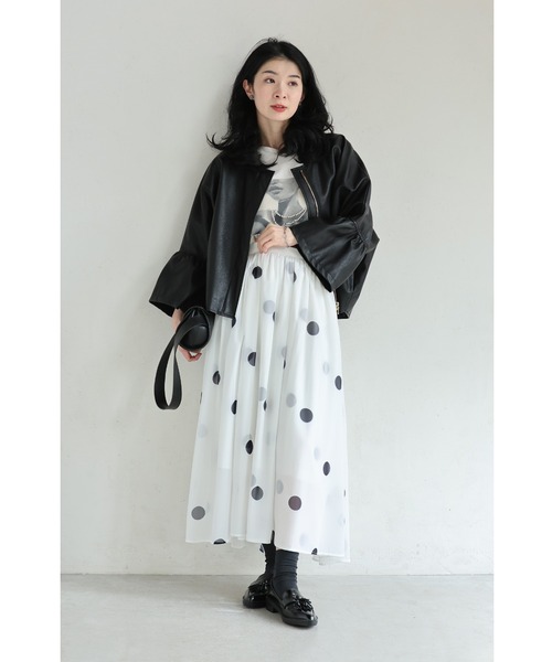 cawaii（カワイイ）の「ドット柄舞うシアーミディアムスカート（スカート・レディース・ホワイト・FREE）」の11枚目の写真