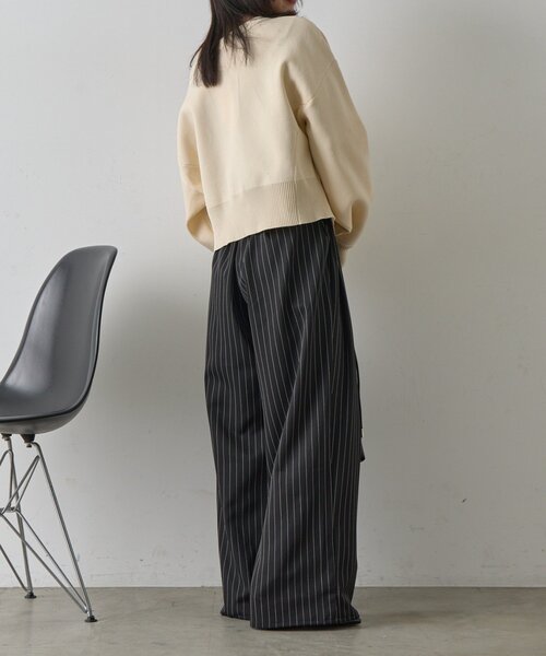 goocy(グーシー)の「ストライプツータックパンツ(その他パンツ・レディース・グレイッシュベージュ/ブラック/チャコールグレー・FREE)」の10枚目の写真