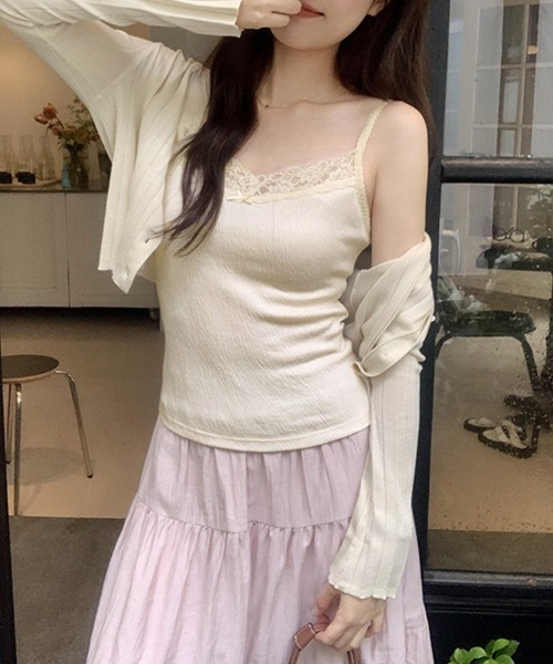 Miniministore(ミニミニストア)の「レースキャミソールカップ付きインナー夏服(キャミソール・レディース・ブラック/アイボリー/ピンク/ホワイト・FREE)」の6枚目の写真