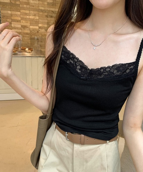 Miniministore(ミニミニストア)の「レースキャミソールカップ付きインナー夏服(キャミソール・レディース・ブラック/アイボリー/ピンク/ホワイト・FREE)」の11枚目の写真