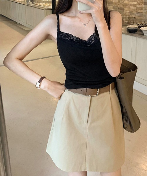 Miniministore(ミニミニストア)の「レースキャミソールカップ付きインナー夏服(キャミソール・レディース・ブラック/アイボリー/ピンク/ホワイト・FREE)」の12枚目の写真