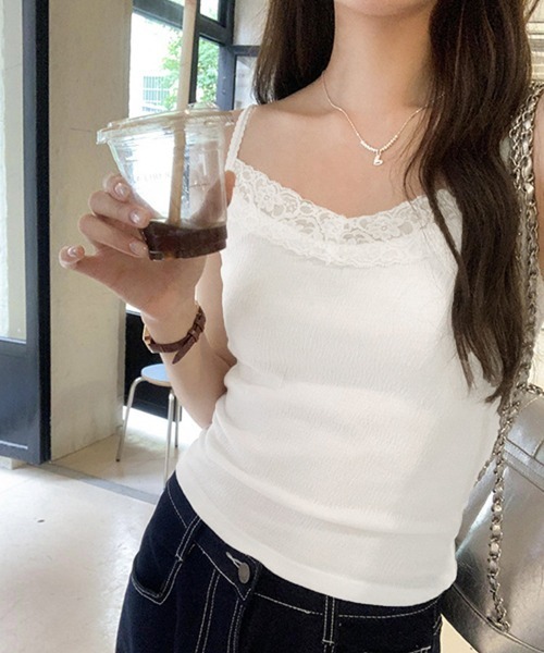 Miniministore(ミニミニストア)の「レースキャミソールカップ付きインナー夏服(キャミソール・レディース・ブラック/アイボリー/ピンク/ホワイト・FREE)」の13枚目の写真