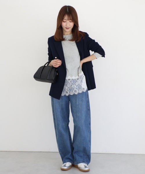 Pierrot(ピエロ)の「裾レースドッキングカットソー(Tシャツ/カットソー・レディース・ライトグレー/オフホワイト/ブラック・L/M)」の10枚目の写真