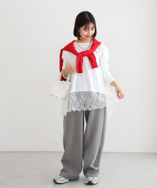 Pierrot(ピエロ)の「裾レースドッキングカットソー(Tシャツ/カットソー・レディース・ライトグレー/オフホワイト/ブラック・L/M)」の22枚目の写真