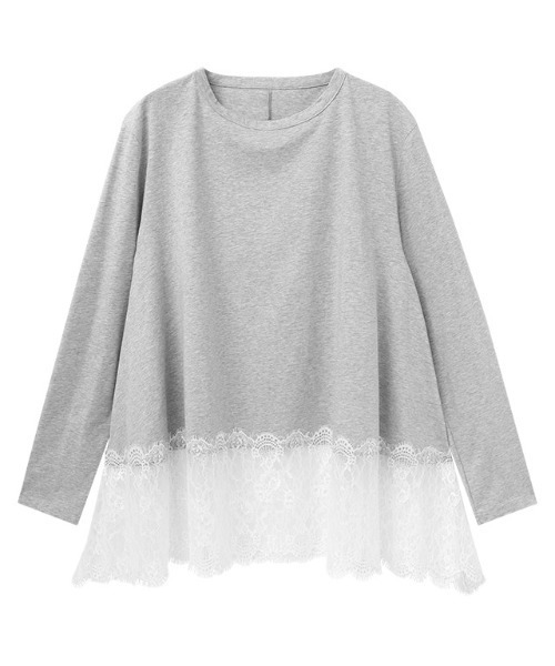 Pierrot(ピエロ)の「裾レースドッキングカットソー(Tシャツ/カットソー・レディース・ライトグレー/オフホワイト/ブラック・L/M)」の13枚目の写真