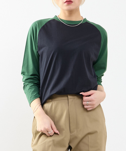 SOFFITTO（ソフィット）の「【A_/エース】カーブヘムベースボールTシャツ（Tシャツ/カットソー・レディース・ネイビー/オフホワイト・FREE）」の2枚目の写真