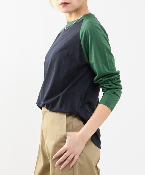 SOFFITTO（ソフィット）の「【A_/エース】カーブヘムベースボールTシャツ（Tシャツ/カットソー・レディース・ネイビー/オフホワイト・FREE）」の3枚目の写真