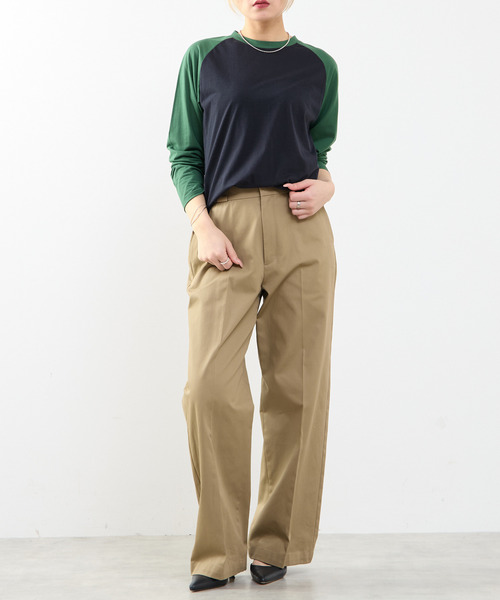 SOFFITTO（ソフィット）の「【A_/エース】カーブヘムベースボールTシャツ（Tシャツ/カットソー・レディース・ネイビー/オフホワイト・FREE）」の5枚目の写真