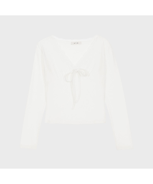 ALKI ALKA(アルキアルカ)の「Lace Trim Long Sleeve (Ivory)(Tシャツ/カットソー・レディース・アイボリー・FREE)」の1枚目の写真
