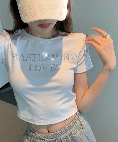 lilful(リルフル)の「【26年春夏新作】ラインストーンロゴ 半袖Tシャツ(Tシャツ/カットソー・レディース・ブラック/ホワイト・M/L)」の11枚目の写真