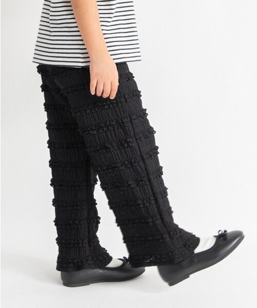 BRANSHES(ブランシェス)の「カットジャガードパンツ(その他パンツ・キッズ・ピンク/ブラック・110/130/100/150/140/120)」の2枚目の写真