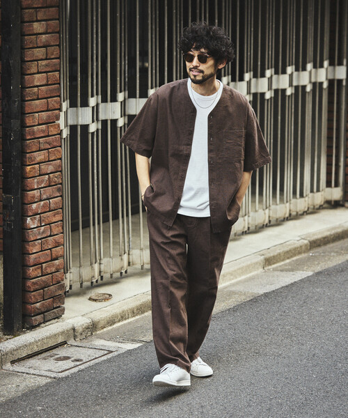 FREAK'S STORE(フリークスストア)の「LINEN COTTON V NECK SHIRT/リネンコットン Vネック シャツ【セットアップ対応】(シャツ/ブラウス・メンズ・ホワイト/ブラウン/ダークブラウン/ベージュ/チャコールグレー/ブラック・MEDIUM/LARGE)」の13枚目の写真