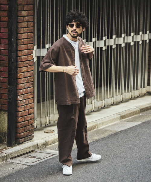 FREAK'S STORE(フリークスストア)の「LINEN COTTON V NECK SHIRT/リネンコットン Vネック シャツ【セットアップ対応】(シャツ/ブラウス・メンズ・ホワイト/ブラウン/ダークブラウン/ベージュ/チャコールグレー/ブラック・MEDIUM/LARGE)」の14枚目の写真