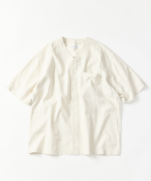 FREAK'S STORE(フリークスストア)の「LINEN COTTON V NECK SHIRT/リネンコットン Vネック シャツ【セットアップ対応】(シャツ/ブラウス・メンズ・ホワイト/ブラウン/ダークブラウン/ベージュ/チャコールグレー/ブラック・MEDIUM/LARGE)」の1枚目の写真