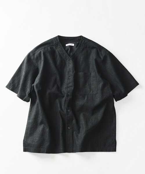FREAK'S STORE(フリークスストア)の「LINEN COTTON V NECK SHIRT/リネンコットン Vネック シャツ【セットアップ対応】(シャツ/ブラウス・メンズ・ホワイト/ブラウン/ダークブラウン/ベージュ/チャコールグレー/ブラック・MEDIUM/LARGE)」の3枚目の写真