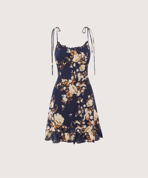 LA POMME petit(ラポミ・プチ)の「Romantic Floral Cami Dress(ワンピース・レディース・ホワイト/ネイビー・MEDIUM/SMALL/LARGE)」の2枚目の写真